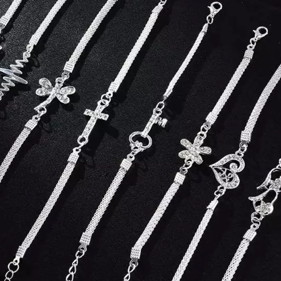 NWT Sterling Silver Crystal Charm Bracelet - Picture 2 of 11